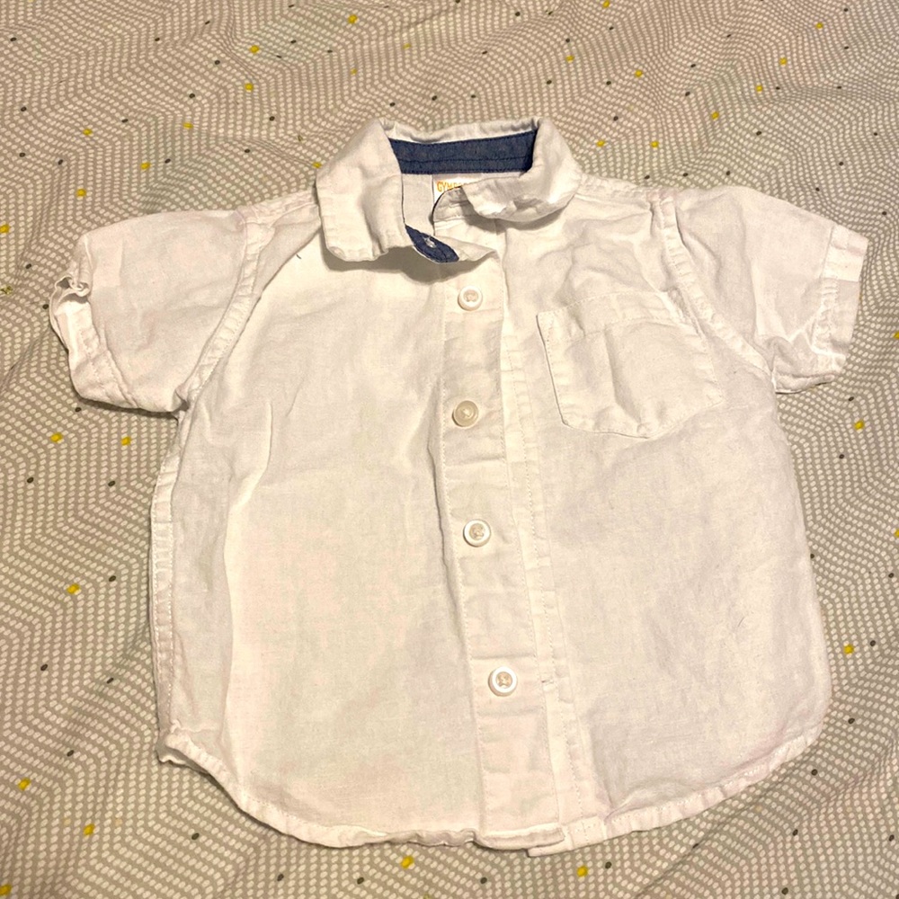 6-12 month white short sleeve button up